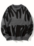 Romildi Y2K Graphic Pattern Pullover Sweater, Crew Neck Long Sleeve Sweater, Women's Clothing