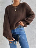 Romildi Solid Crew Neck Pullover Sweater, Casual Long Sleeve Sweater For Fall & Winter, Women's Clothing