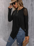 Romildi Solid Long Sleeve Blouse, Crew Neck Casual Every Day Top For Spring & Fall, Women's Clothing