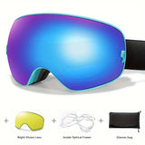 Unisex Adult Ski Goggles Set with Replacement Mirrored Lenses, Anti-Fog UV Protection, TPU Frame, Sponge Material, for Snowboarding, Skiing, Snowmobiling - Includes Bag, Frame, Lenses - Ideal for Outdoor Winter Sports Activities