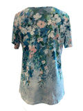 Romildi Floral Print V Neck T-Shirt, Casual Short Sleeve Top For Summer & Spring, Women's Clothing