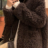 RomildiFaux Fur Open Front Coat, Casual Long Sleeve Winter Warm Outerwear, Women's Clothing