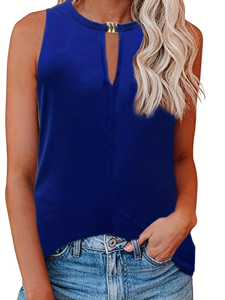 Romildi Solid Tank Top, Sleeveless Casual Top For Summer & Spring, Women's Clothing