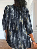 Romildi Romildi Abstract Print Cardigan, Casual Open Front 3/4 Sleeve Outerwear, Women's Clothing