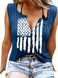 Romildi Women's USA Flag Print Tank Top, Casual Sleeveless V Neck Top, Casual Every Day Tops, Women's Clothing