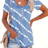 Romildi Women's T-shirt Casual Crew Neck Tie Dye Short Sleeve Loose Fashion Summer T-shirt