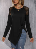 Romildi Solid Long Sleeve Blouse, Crew Neck Casual Every Day Top For Spring & Fall, Women's Clothing