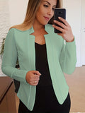 Romildi Solid Split Open Front Blazer, Elegant Long Sleeve Blazer, Elegant & Stylish Tops For Office & Work, Women's Clothing