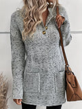 Romildi Solid V Neck Button Front Pullover Sweater, Casual Long Sleeve Sweater For Spring & Fall, Women's Clothing