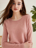 romildi  100% Cashmere Sweater, Casual Long Sleeve Crew Neck Sweater, Women's Clothing