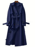 Romildi Double Breasted Trench Coat, Casual Lapel Long Sleeve Outerwear, Women's Clothing