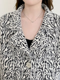 Romildi Allover Print Mid Length Coat, Elegant Button Front Long Sleeve Outerwear, Women's Clothing