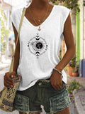 Romildi Romildi Moon Print Tank Top, Sleeveless Casual Top For Summer & Spring, Women's Clothing