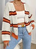 romildi  Color Block Button Down Knit Cardigan, Casual V Neck Long Sleeve Sweater For Spring & Fall, Women's Clothing