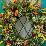 Tooluck Wildflower Wreath Spring Summer Wreath Front Door Simulated Dried Flower Wreath Buttercups Fresh Greenery Perpetual Flowers