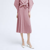 Korean version of women's casual age-reducing solid color skirt summer medium and long splicing large skirt pleated skirt