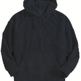 Romildi Vintage Corduroy Hoodies For Men, Men's Casual Pullover Hooded Sweatshirt With Kangaroo Pocket Streetwear For Winter Fall, As Gifts
