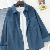 Romildi Solid Patched Pocket Simple Shirt, Vintage Button Front Shirt For Spring & Fall, Women's Clothing