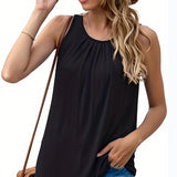 Romildi Solid Crew Neck Tank Top, Versatile Sleeveless Tank Top For Summer, Women's Clothing