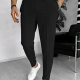 RomildiWaffle Pattern Drawstring Sweatpants Men's Casual Slightly Stretch Joggers Pants For Spring Autumn Running Jogging