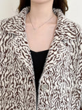 Romildi Allover Print Mid Length Coat, Elegant Button Front Long Sleeve Outerwear, Women's Clothing