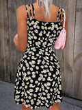 Romildi Daisy Print Spaghetti Strap Dress, Vacation Sleeveless Summer Dress, Women's Clothing