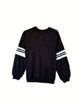 Romildi Striped Crew Neck Sweatshirt, Casual Long Sleeve Drop Shoulder Sweatshirt, Women's Clothing