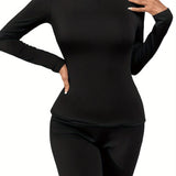 Romildi Seamless Thermal Underwear, Soft & Comfortable Long Sleeve Slim Base Top, Women's Lingerie & Sleepwear