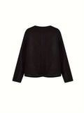 Romildi Solid Color Button Front Coat, Chic Long Sleeve Outerwear For Fall & Winter, Women's Clothing