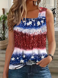 Romildi Stay Stylish and Cool This Summer with Our Flag Print Sleeveless Tank Top!