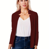 Romildi Solid Split Open Front Blazer, Elegant Long Sleeve Blazer, Elegant & Stylish Tops For Office & Work, Women's Clothing