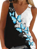 Romildi Women's Floral Print V-Neck Tank Top - Casual and Comfortable Sleeveless Summer Top