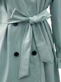 Romildi Double Breasted Solid Trench Coat, Casual Long Sleeve Mid Length Outerwear, Women's Clothing