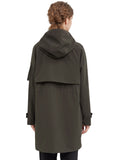 Romildi Drawstring Hooded Coat, Casual Solid Button Front Long Sleeve Outerwear, Women's Clothing
