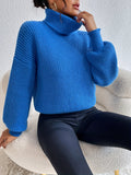 Romildi Solid Turtleneck Pullover Sweater, Elegant Long Sleeve Drop Shoulder Sweater, Women's Clothing