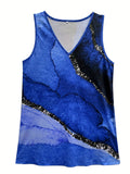 Romildi Stylish Marble Print Tank Top - Perfect for Summer, Women's V Neck Sleeveless Top