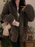 RomildiFaux Fur Open Front Coat, Casual Long Sleeve Winter Warm Outerwear, Women's Clothing