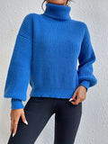 Romildi Solid Turtleneck Pullover Sweater, Elegant Long Sleeve Drop Shoulder Sweater, Women's Clothing