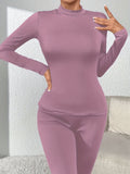 Romildi Seamless Thermal Underwear, Soft & Comfortable Long Sleeve Slim Base Top, Women's Lingerie & Sleepwear