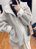 Romildi Women's Maternity Solid warm Fleece Hooded Jacket Fashion Fleece Thick Casual Hoodies Fall Winter, Pregnant Women's Clothing