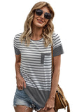Romildi Women's T-shirt Casual Striped Crew Neck Short Sleeve Loose Fashion Summer T-shirt