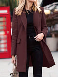 Romildi Solid Single Breasted Jacket, Elegant Long Sleeve Jacket For Fall & Winter, Women's Clothing