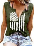 Romildi Women's USA Flag Print Tank Top, Casual Sleeveless V Neck Top, Casual Every Day Tops, Women's Clothing