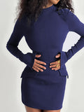 Romildi Solid Mock Neck Bodycon Dress, Elegant Long Sleeve Dress For Spring & Fall, Women's Clothing