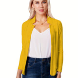 Romildi Solid Split Open Front Blazer, Elegant Long Sleeve Blazer, Elegant & Stylish Tops For Office & Work, Women's Clothing