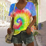 Romildi 3D Tie Dyed Printed T Shirts for Women Summer Short Sleeve Female Clothing Street Casual Top Vintage Pullover Female T-Shirt New