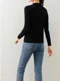 Romildi Solid Mock Neck Knitted Top, Elegant Long Sleeve Slim Thin Sweater, Women's Clothing