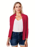 Romildi Solid Split Open Front Blazer, Elegant Long Sleeve Blazer, Elegant & Stylish Tops For Office & Work, Women's Clothing