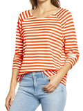 Romildi Striped Crew Neck T-shirt, Casual Loose Daily Long Sleeve Fashion Tunic T-Shirts Tops, Women's Clothing