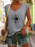 Romildi Romildi Moon Print Tank Top, Sleeveless Casual Top For Summer & Spring, Women's Clothing